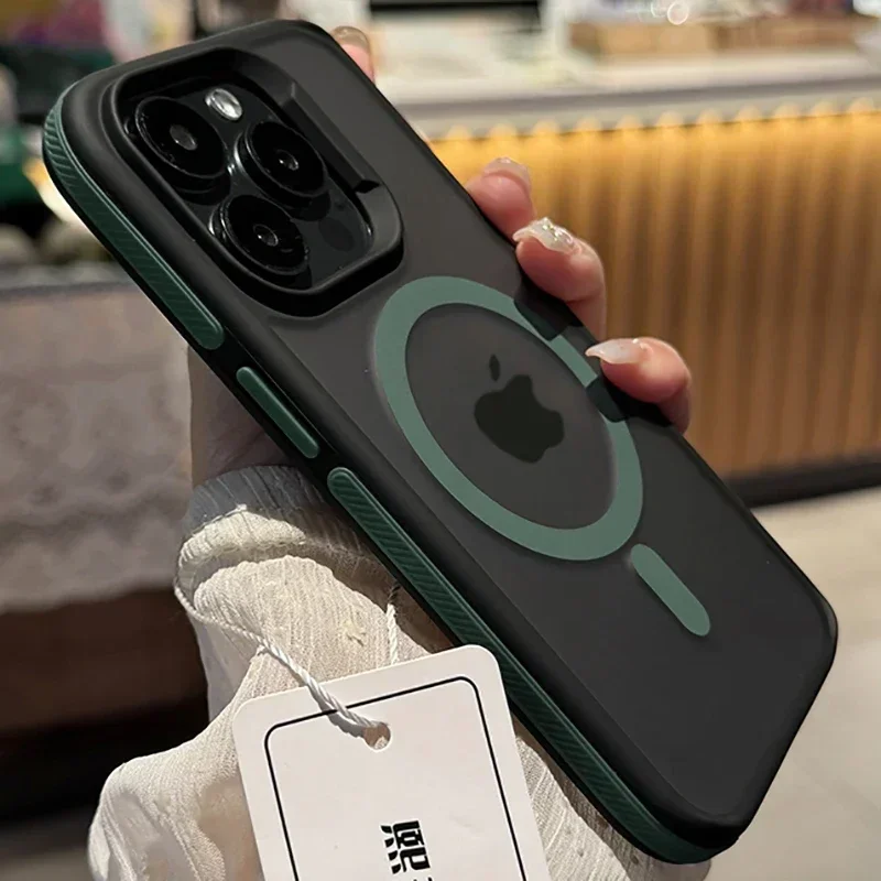 Bicolor Matte Frosted Magnetic Translucent Shockproof Phone Case