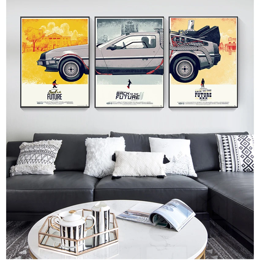Immagini Di Film Home Decor Boy Kid Gift Back To The Future Car Poster Art Paintings Silk Canvas Poster Print Classic