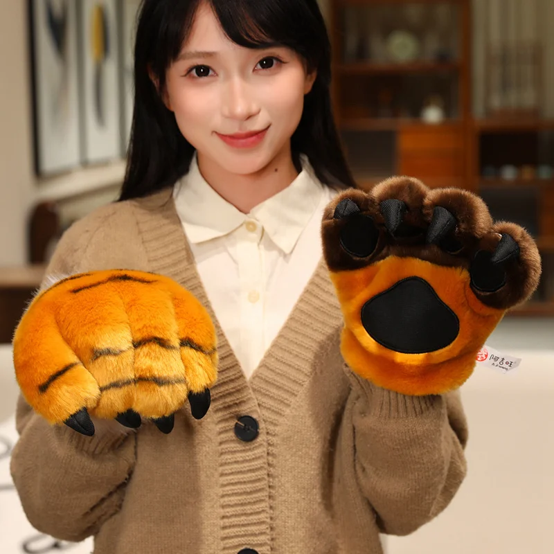 Bear Paw Gloves Soft Cute Funny Gift High Quality Home Decor for Bed Sofa Office Cushion Pillow Machine Washable Non Slip Bottom