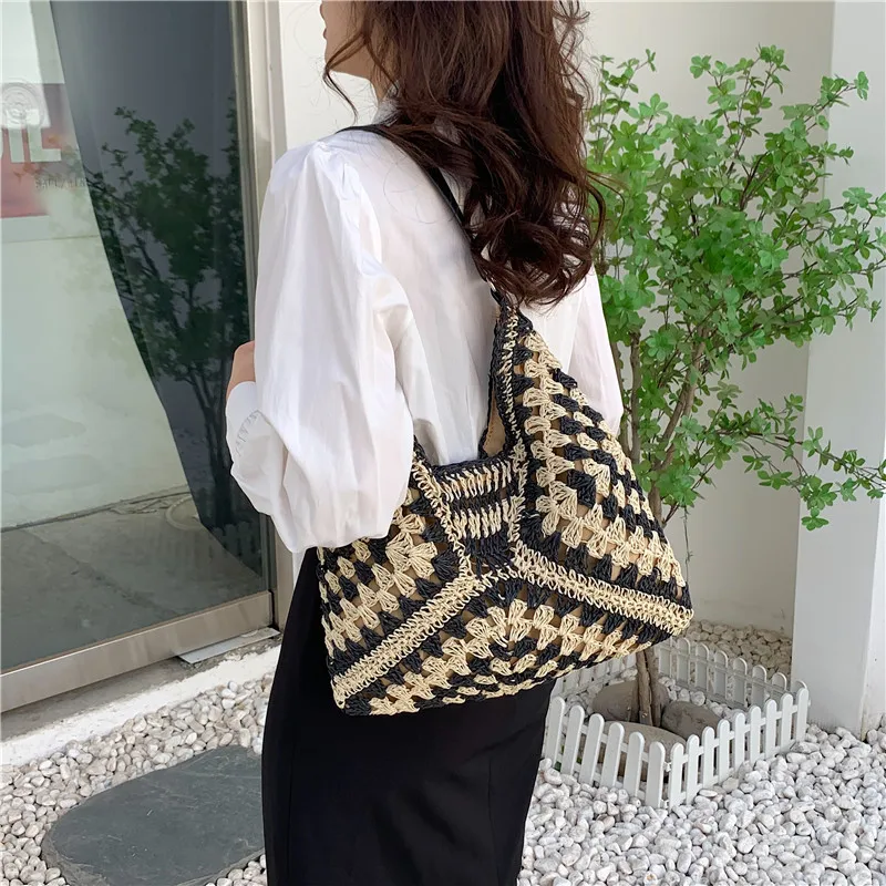 Woven Beach Shoulder Bag for Women and Girls