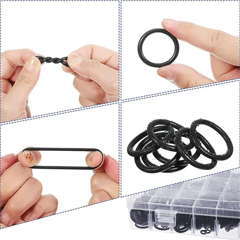Rubber O Rings 225PCS Oil Resistance Washer Gasket Seals Watertightness Assortment Different Size With Plastic Box Kit Set