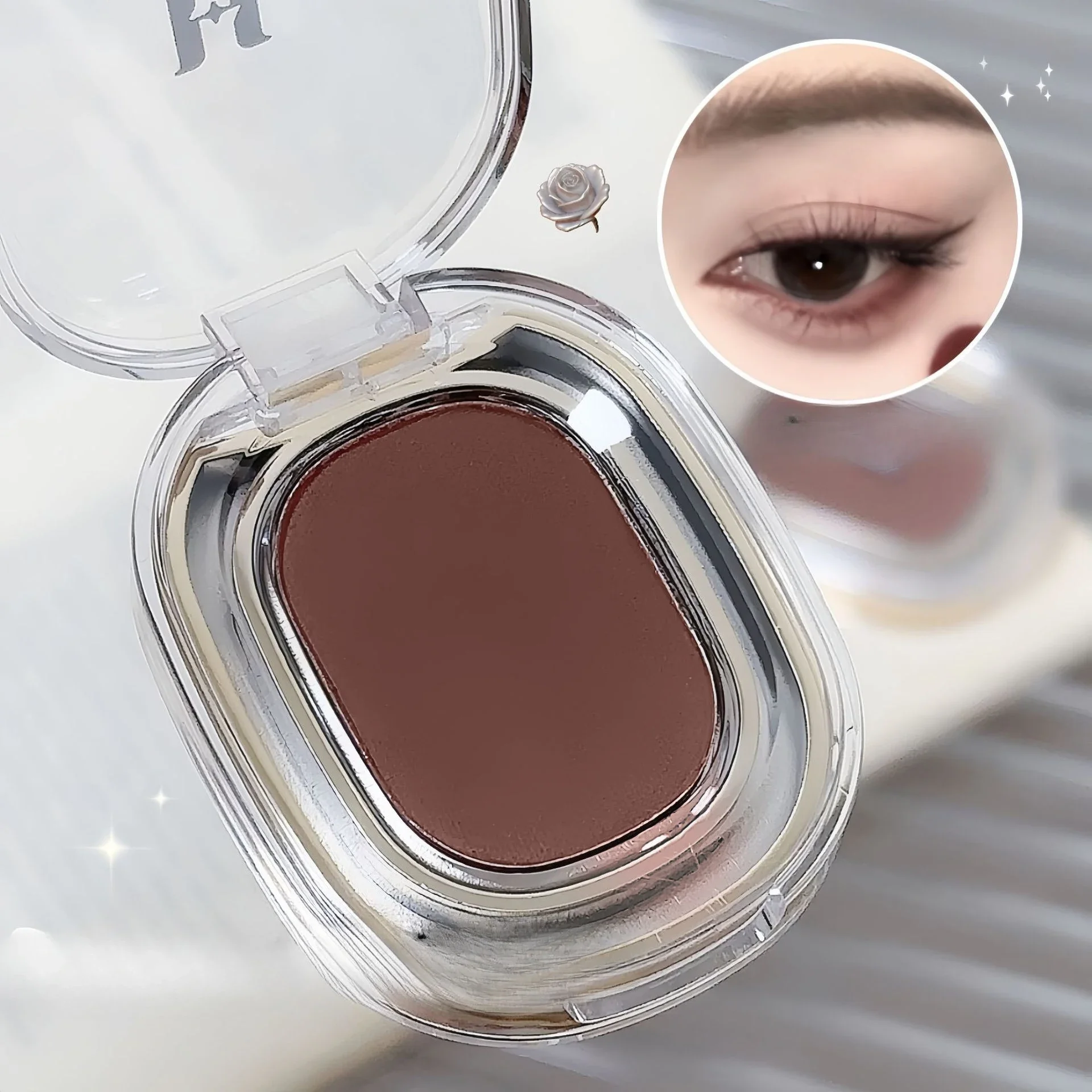 Rotbraune Monochrome Lidschatten-Puder-Palette Seidig Matte Schokoladenrote Lying-Silkworm-Eyeliner Wasserfester Aegyo-sal Augen-Make-up – Detail 9