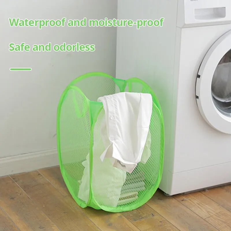 Laundry Hamper 1pc Organizer Bag Storage Toy Mesh Pop Up Square Collapsible Clothes Baskets for Dorm