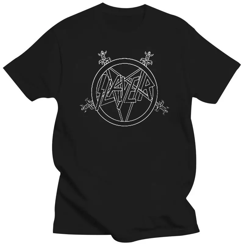 

2022 Slayer Pentagram Logo Heavy Metal Band Men'S Black T-Shirt Size S To 3XL Top Quality Tops Tee Shirt