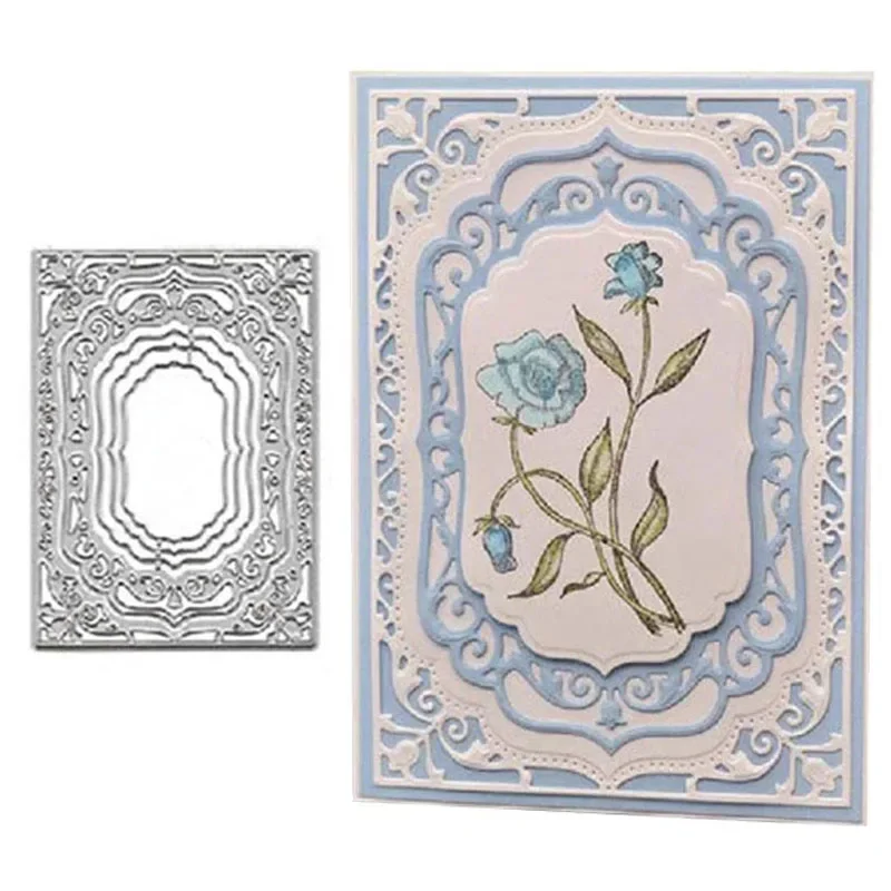 레이스 프레임 꽃 금속 커팅 다이 Scrapbooking 사각형 공예 다이 DIY 선물 카드 사진 앨범 카드 장식 스텐실 만들기