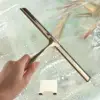 Glass Wiper with Hook Holder Stainless Steel Squeegee for Bathroom Sink Home Handheld Glass Window Cleaning Squeegee Wiper 2