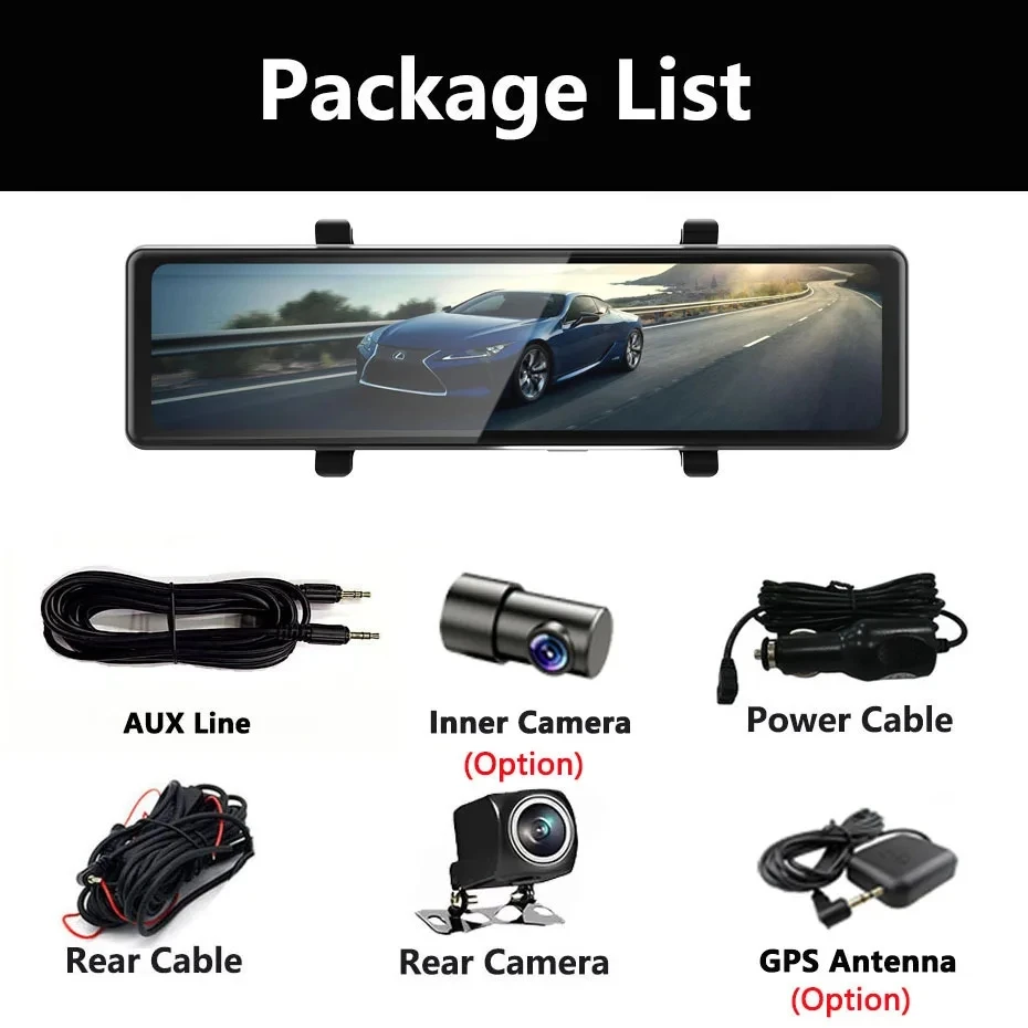  DVR  ķ ̷,  ȭ,  , ڵ  , GPS, 4K, 12 ġ, 3 ī޶