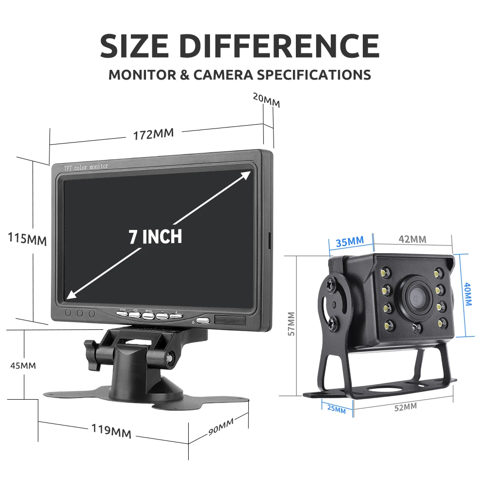 Sistema di retromarcia digitale da 7″ con telecamera per la retromarcia, sistema di assistenza al parcheggio anticollisione per camion