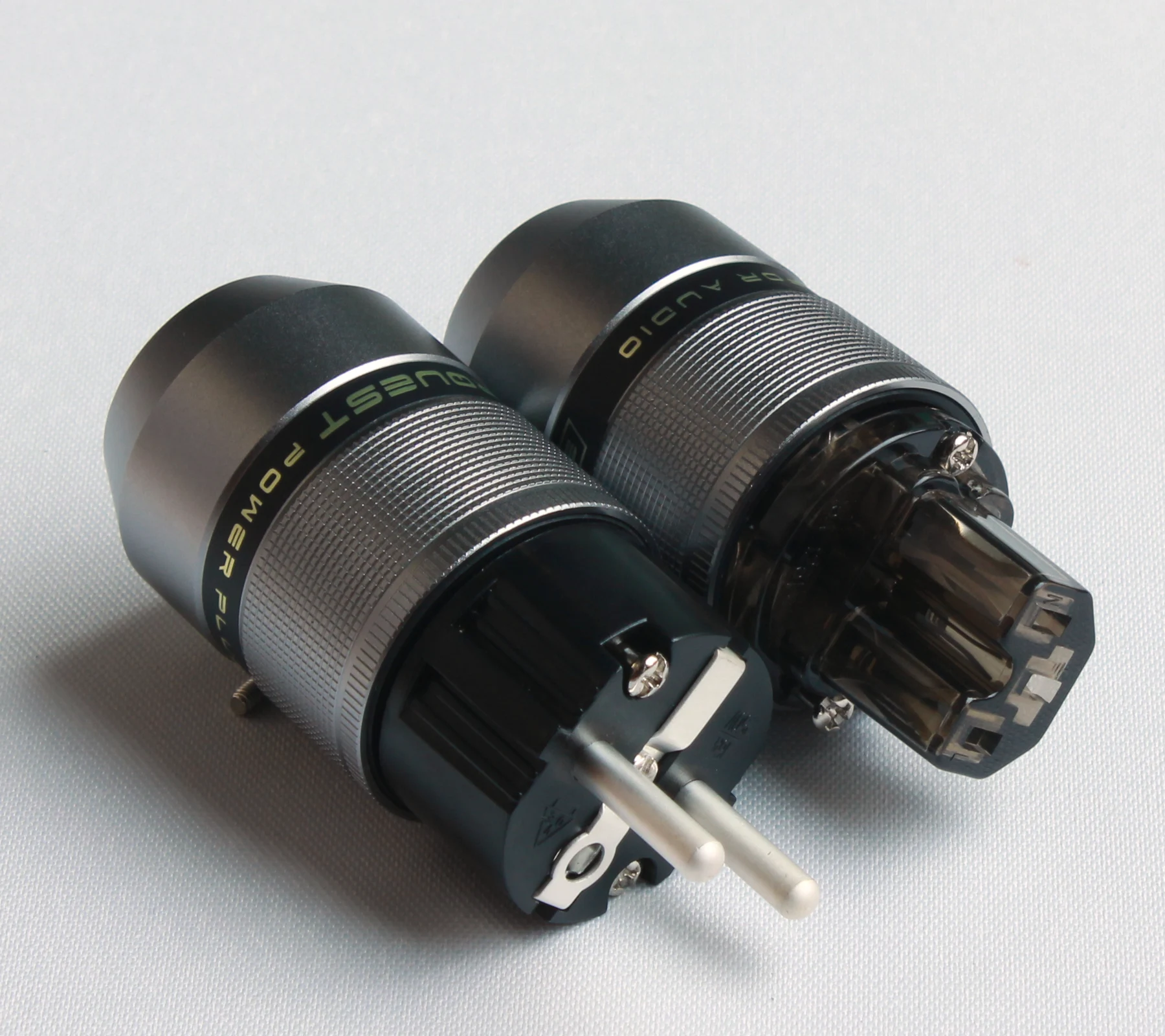 SONARQUEST Power Connector PA-40E(Ag)+PA-40F(Ag) EU silver Plated Gray Special Aluminum alloy Schuko Male&Female IEC Connector