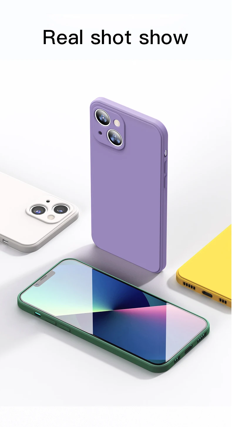 3CG New Liquid Soft Silicone Square Phone Case For iPhone 11 12 13 Pro XS XR Max Mini 7 8 SE 2020 X Plus Shockproof Back Cover case iphone 13 mini