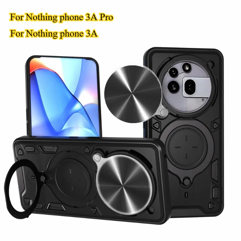 Sliding Lens Back Case with Magnetic Stand Holder - Durable Protective Hard Cover