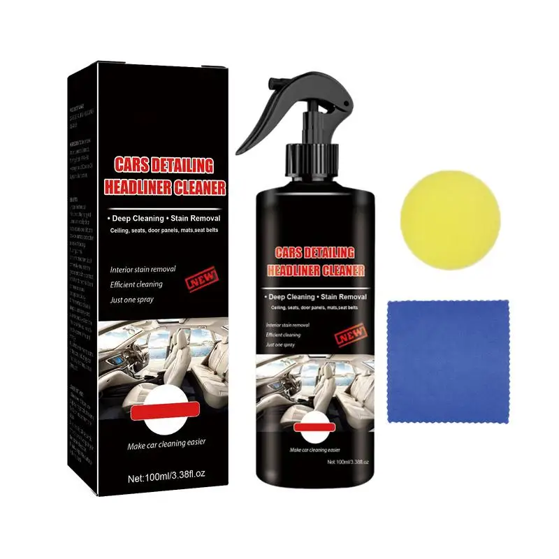 

Car Interior Cleaner With Sponge And Towel Auto Leather Cleaner And Stain Remover Detailing Spray Automobile Accessories