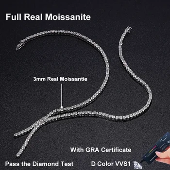 Moissanite Tennis Necklace for Woman with Certificate 925 Sterling Silver with White Gold Plated Tassel Necklaces Jewelry 4