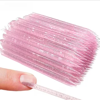 50/100pcs Reusable Double-Ended Crystal Cuticle Pusher – Professional Nail Art Tool for Cuticle Removal & Manicure Accessories