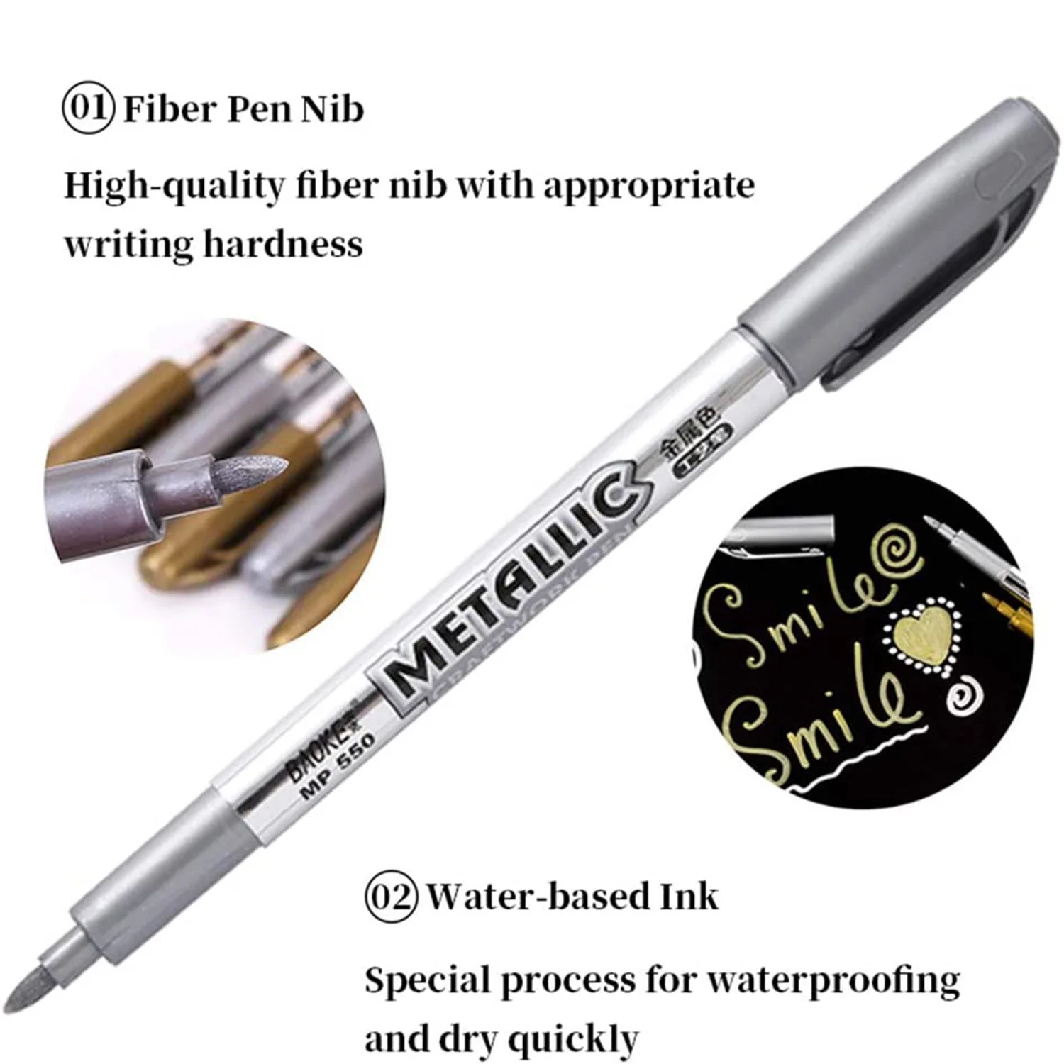 8 pcs Metallic Marker Pen Gold/Silver Metallic Permanent Marker for Artist  Illustration, Crafts, Gift Card Making, Scrapbooking - AliExpress