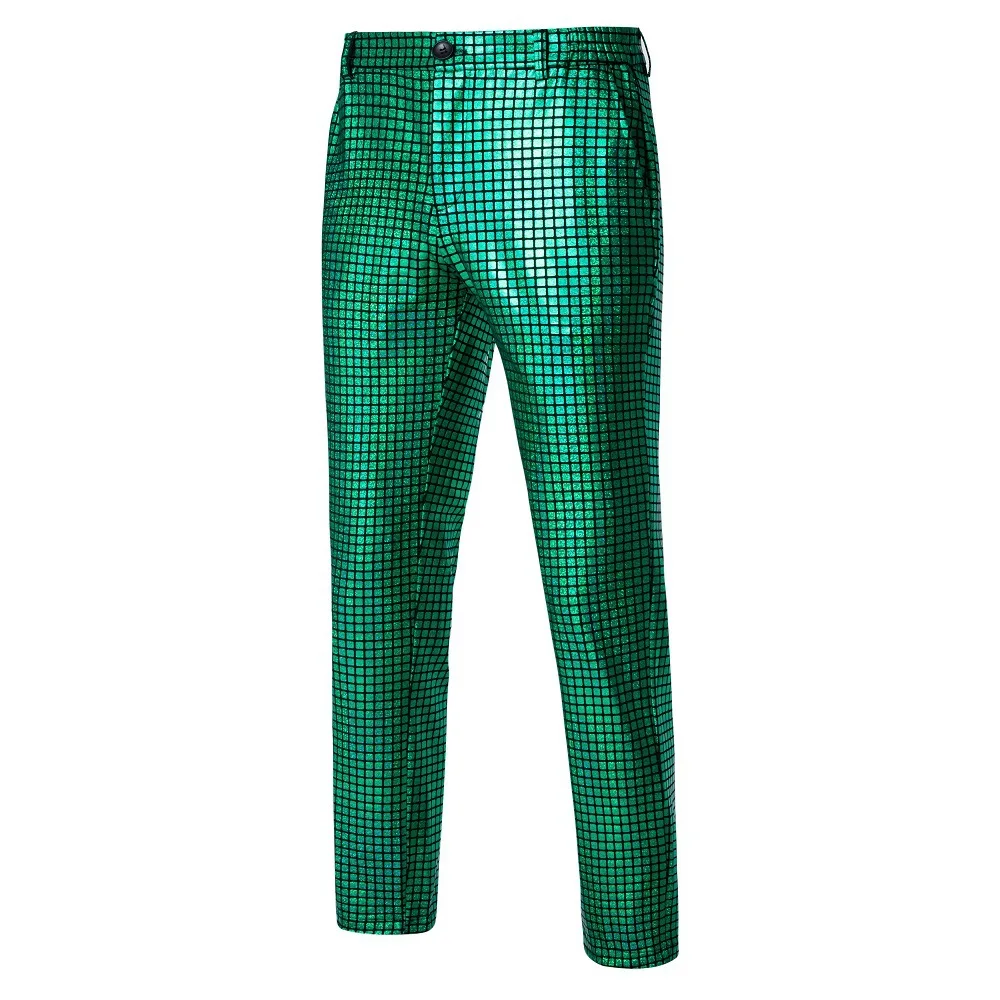 New Silver Men's Plaid Suit Pants, Fashion Trousers, Black Blue Green Pantalones Hombre, Fashion Casual Pant(Thin/Stretch)