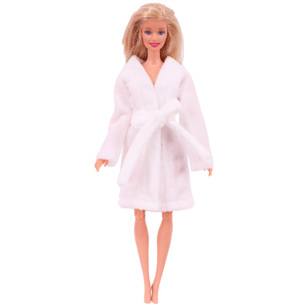 Doll Clothes Bathrobe Mulitcolor Robe Plush Solid/Leopard Dress For 11.8inch 30Cm Accessories Baby Girl's Holiday Gifts