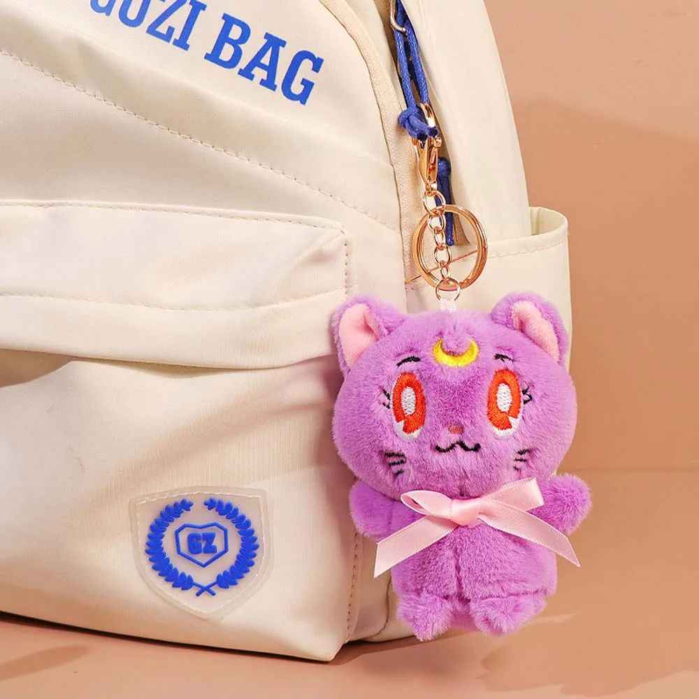 12CM Kawaii Anime Sailor Moon Luna Cat Plush Dolls Keychain Bag Pendant Toys Cartoon Pluche Doll Bag Ornaments Christmas Gifts