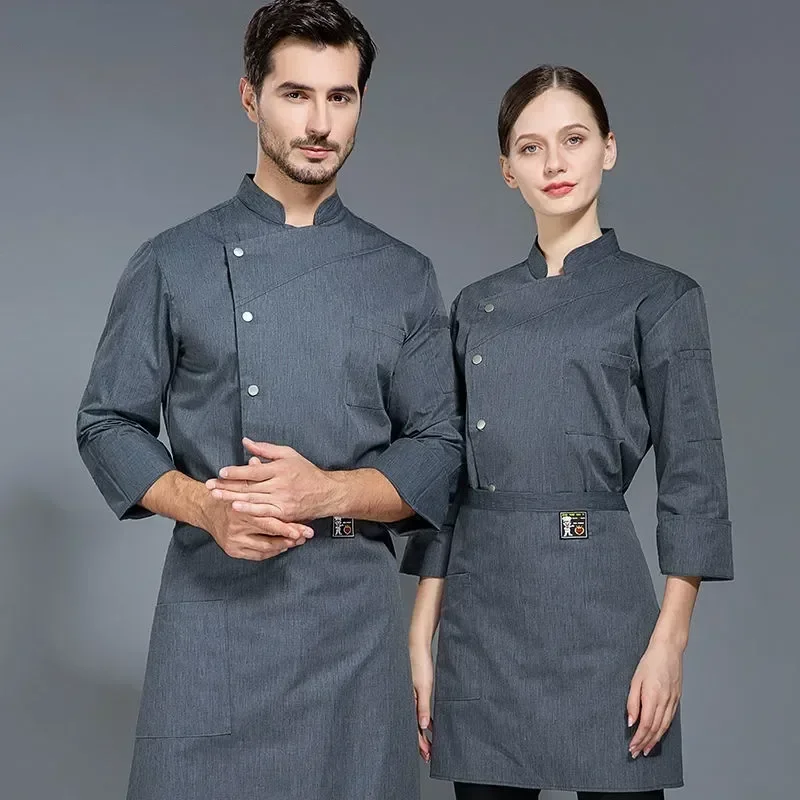 

Clothes Uniform Baker Jacket Apron Sleeve Men Restaurant Cook Work Chef Short Women Kitchen Shirt Hat Unisex Waiter Pizza Long