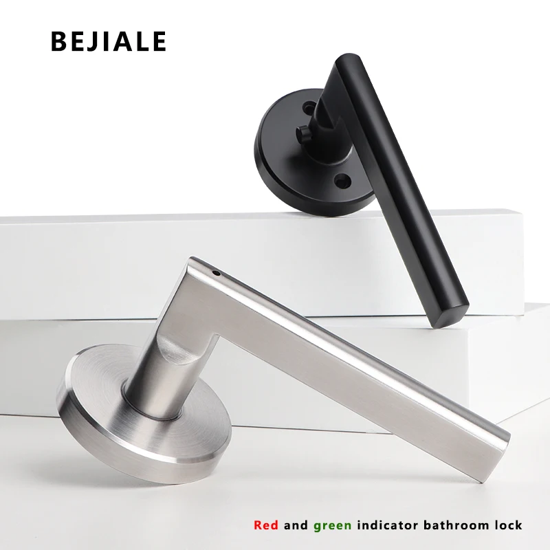 Stainless Steel Bathroom Keyless Door Lock Household Wooden Door Handle Lock Indoor Black Red and Green Indicator Handle electronic door lock