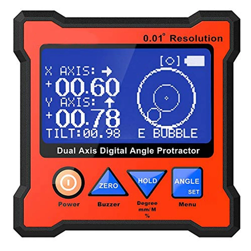

Цифровой угломер DXL360S, гироскоп + Гравитация 2 в 1, Инклинометр с ЖК-дисплеем, двухосевой уровень, разрешение 0,01 °, многоразовый