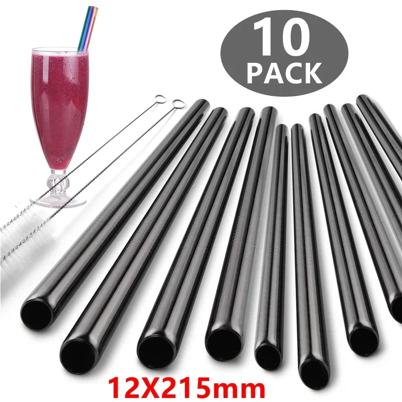 Description Picture 2 of itemStraws Steel Boba Tips Stainless Bubble For Smoothie 304 Tea Eco-friendly Reusable 12mm Metal Straw Bent Set Angled Drinking