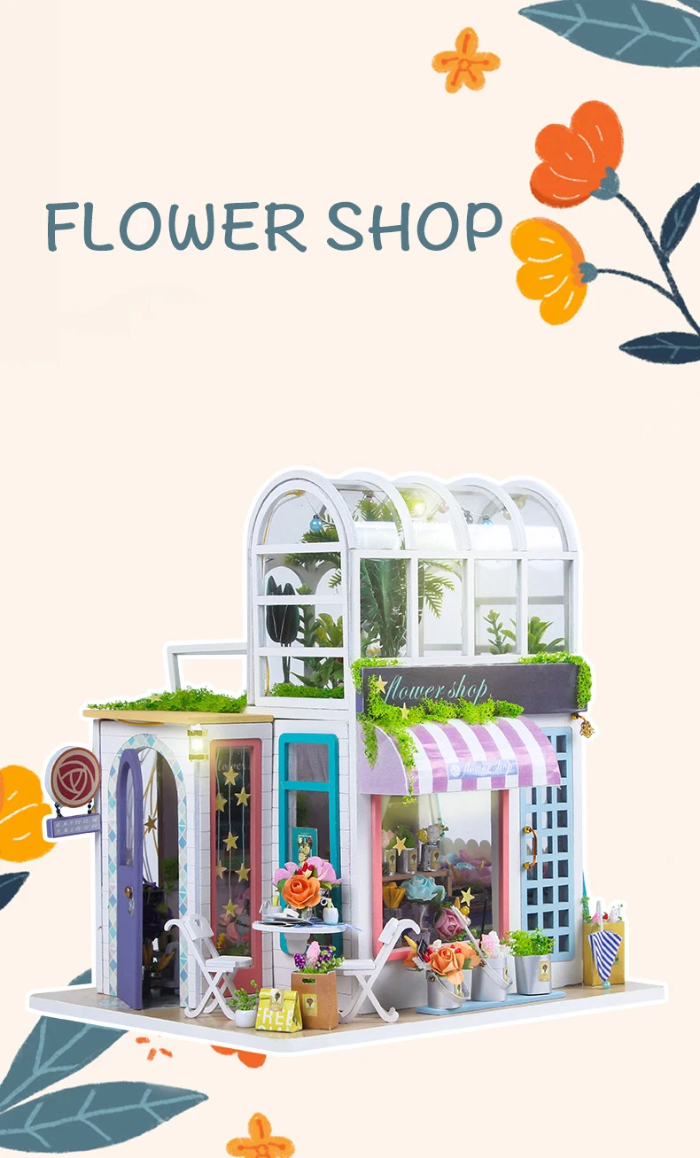 Flower Shop DIY Miniature Dollhouse Kit