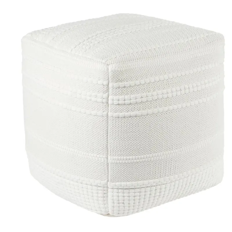 

Home Cotton Chindi Pouf, White, 18"x18"x18" by Miranda Lambert