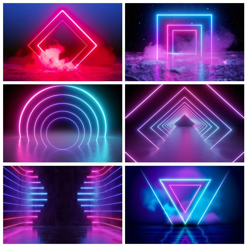 Let-s-Glow-Party-Birthday-Backdrop-Neon-Lights-Futuristic-Electronic ...