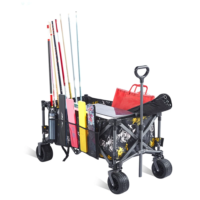 

Outdoor picnic cart outdoor picnic 4-wheeled trolley shopping folding cart for camping and beach
