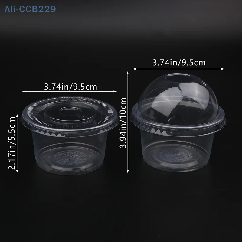 50Pcs 250ML Disposable Salad Cup Transparent Plastic Dessert Cups Bowls Container With Dome/Flat Lids Ice Cream Dessert Cups