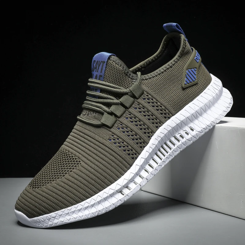 

HUCDML Big Size Sneakers Shoes for Men Lightweight Breathable Running Walking Male Footwear Soft Sole Lace-up Scarpe Uomo
