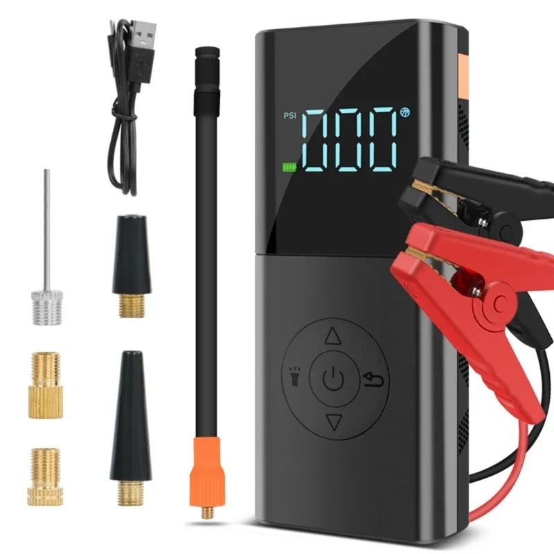 

2 in 1 Car Electric Air Wireless Air Compressor 12V Car Starting Power Supply 10400mAh Tire Inflator