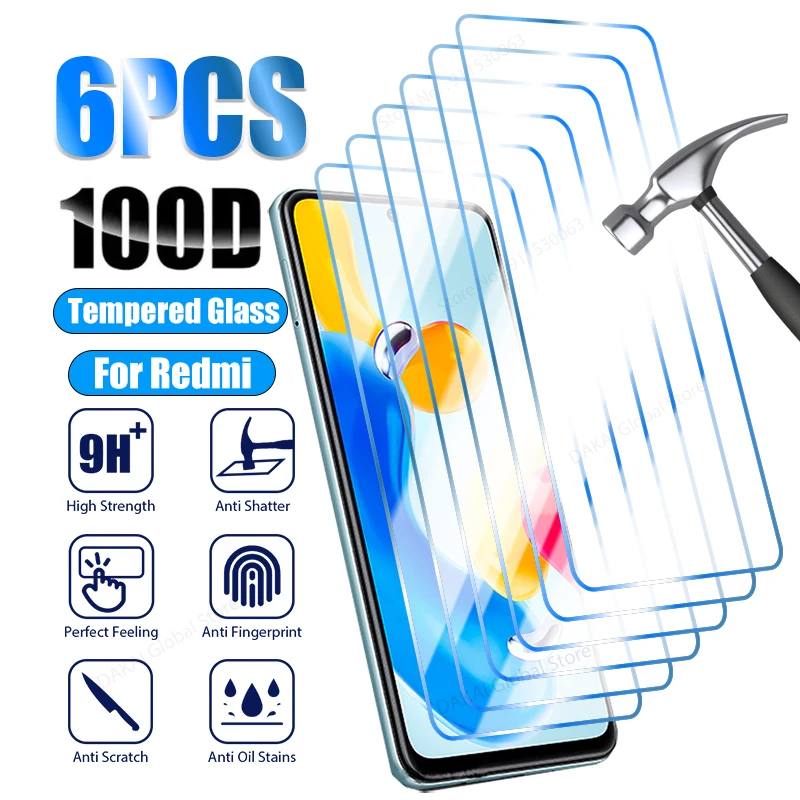 

6PCS Tempered Glass For Xiaomi Redmi Note 11 12 Pro Plus 5G 10 Pro 9 8 11S 10S Screen Protector for Redmi 12C 10C 9C 9A 9T glass