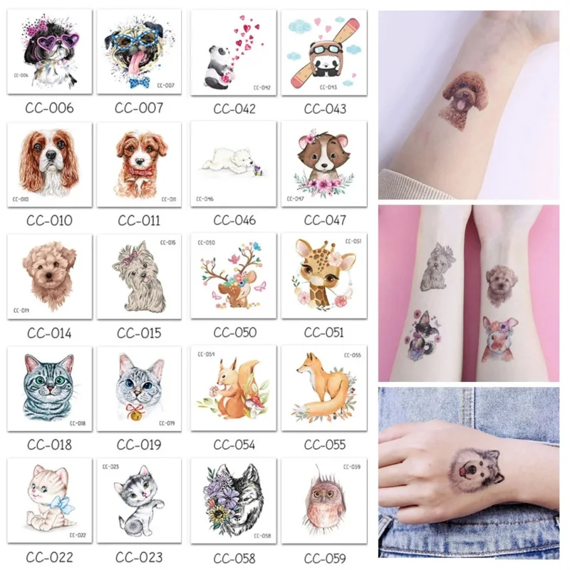 20 Pc/Set No Repeat Waterproof Cartoon Tattoos Children Party Makeup Flower Cat Dog Unicorn Butterfly Temporary Body Art Cute Pe