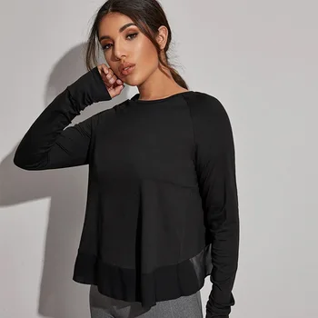 Women Yoga Shirt Fitness Sexy Sports Gym Crop Top Running Long Sleeve Blouse Winter T-Shirt Workout Sportswear 3