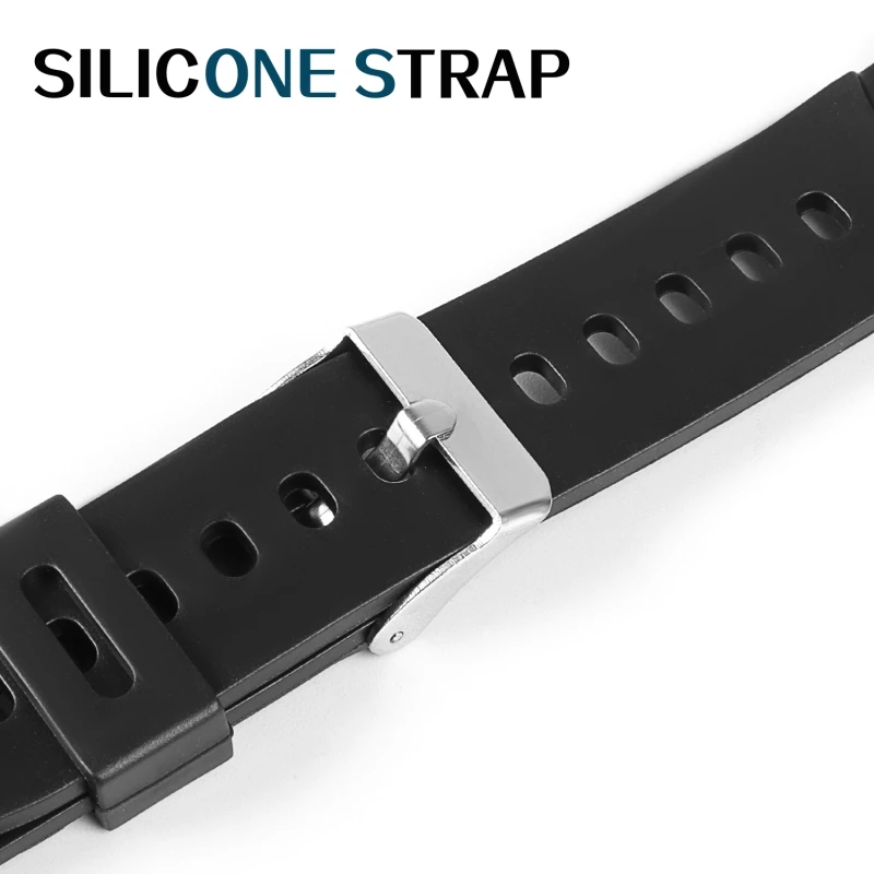 Black Silicone Sports Watch Strap - Unisex Rubber Band
