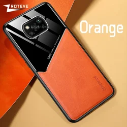 Premium PU Leather Magnetic Car Mount Compatible Smartphone Case for Poco X4 Pro 5G (Orange)
