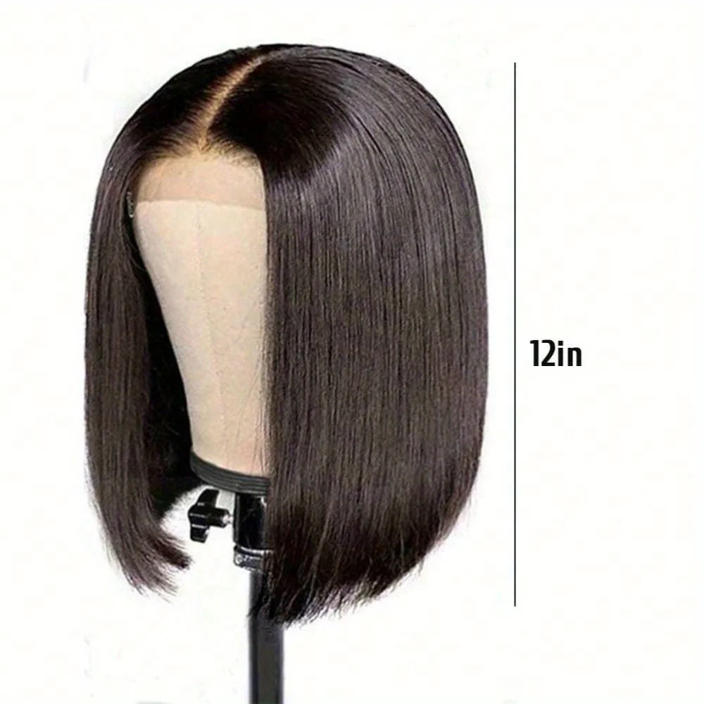 Short Straight Bob Wig with Lace Front, Natural Look Synthetic Hair for Women: 3 - 5 Days Free Delivery Only UK