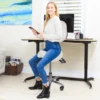 Saddle Rolling Adjustable Chair Adjustable Height Ergonomic Saddle Stool for Kitchen Salon Work Area Clinic Living Room 4