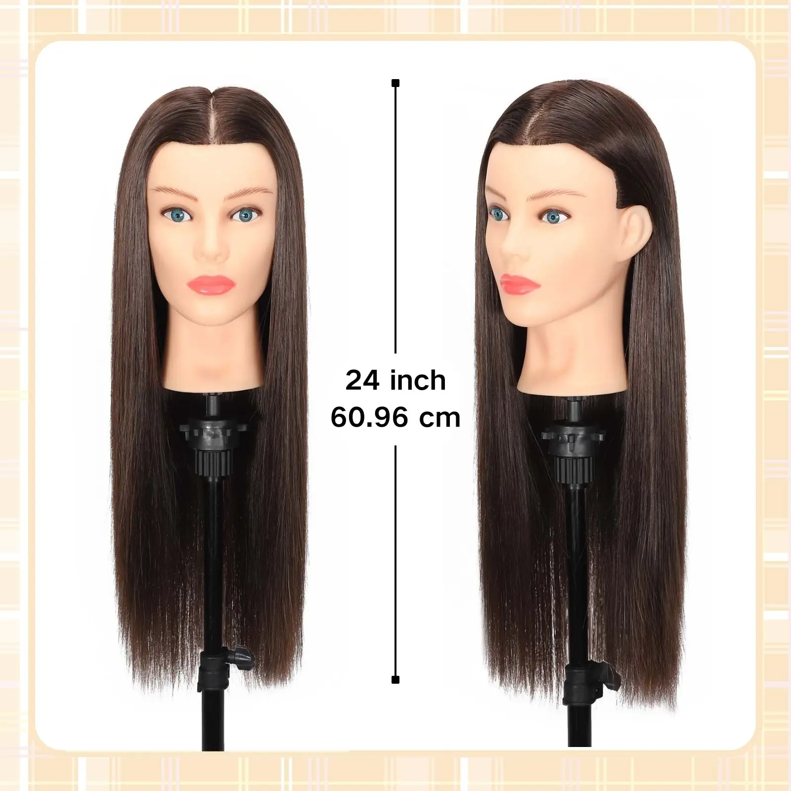 Testa di manichino con 80% capelli umani veri 26''-28 Testa di bambola manichino per cosmetologia per pratica di parrucchiere Testa intrecciata  200165144