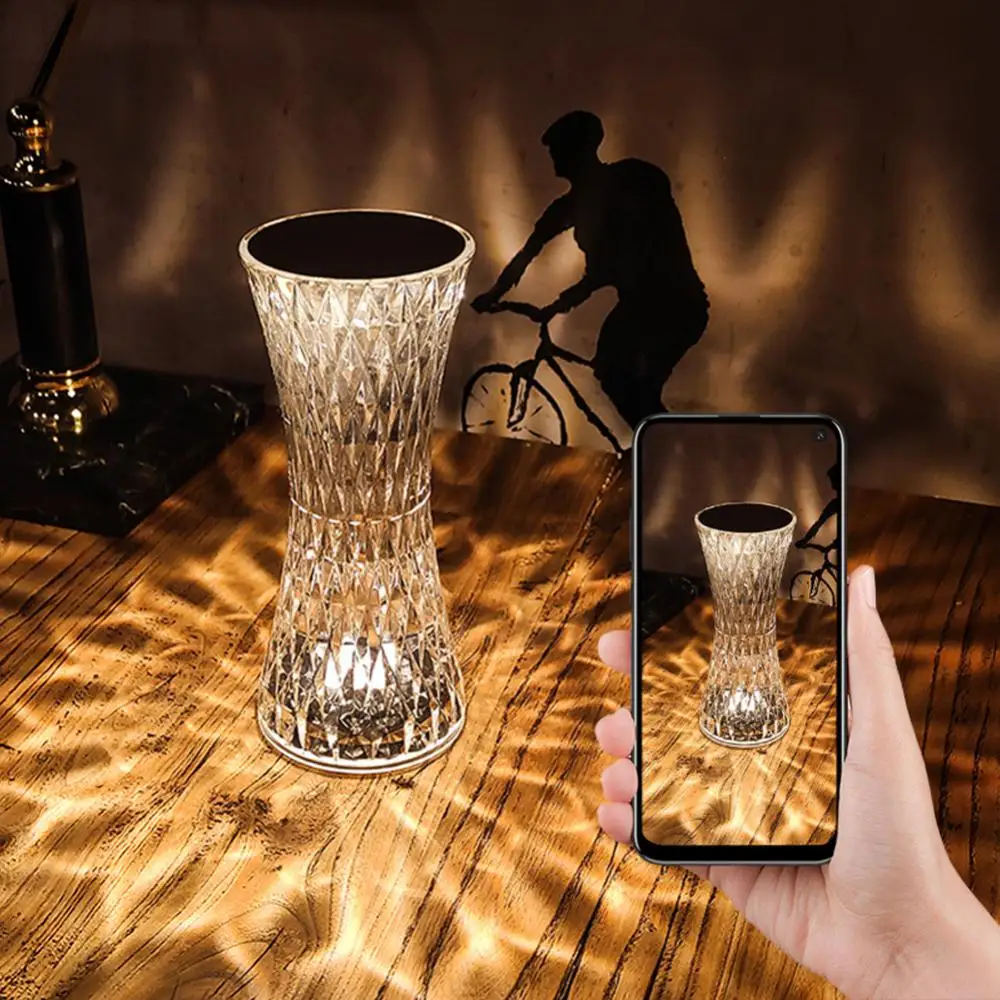 Led Touch Sensor Diamond Table Lamp Small Waist Crystal Decoration Light For Bar Bedroom Bedside Coffee Desk Night Lighting Gift