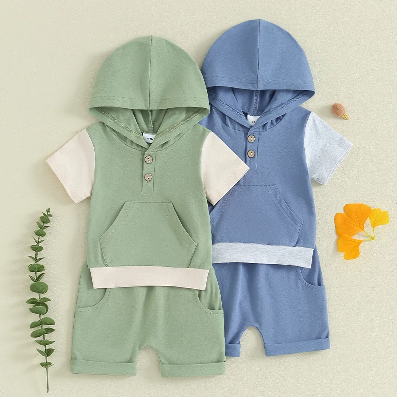 ToddlerKidsBabyBoysSummerClothingSetsCottonPatchworkColor
