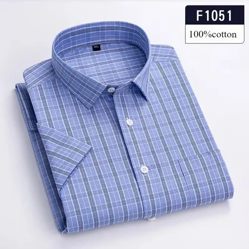 New in Shirt High Quality 100% Cotton Summer Short Sleeve Shirts for Men Slim Fit Casual Shirt Thin Plaid Tops Soft Office Cloth - Image 20