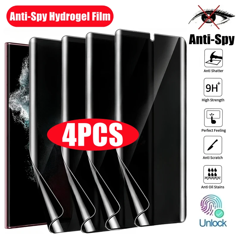 

4Pcs Anti Spy Hydrogel Film For Samsung S21 S22 S23 S24 Ultra S20 FE Note 20Ultra 9 S9 S8 S10 Plus S10E Privacy Screen Protector