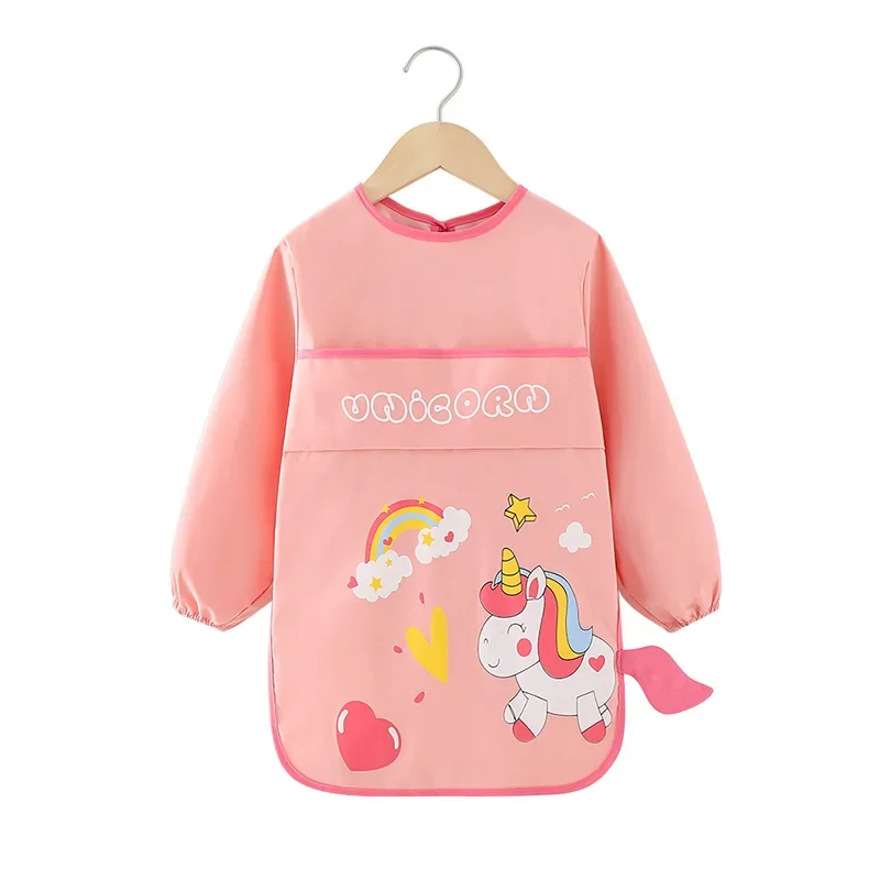 Waterproof Baby Bibs for Eating And Drawing Anti-Dirty Children Cover up Summer Nursery Baby Food Tray Toddler Feeding Apron
