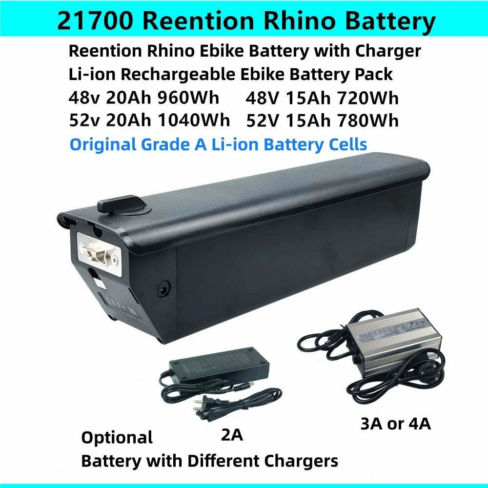 Batterie Pour Vélo électrique 48V/52V – Capacités 8Ah, 15Ah, 20Ah – Compatible Moteurs 250W à 1000W – Avec Chargeur