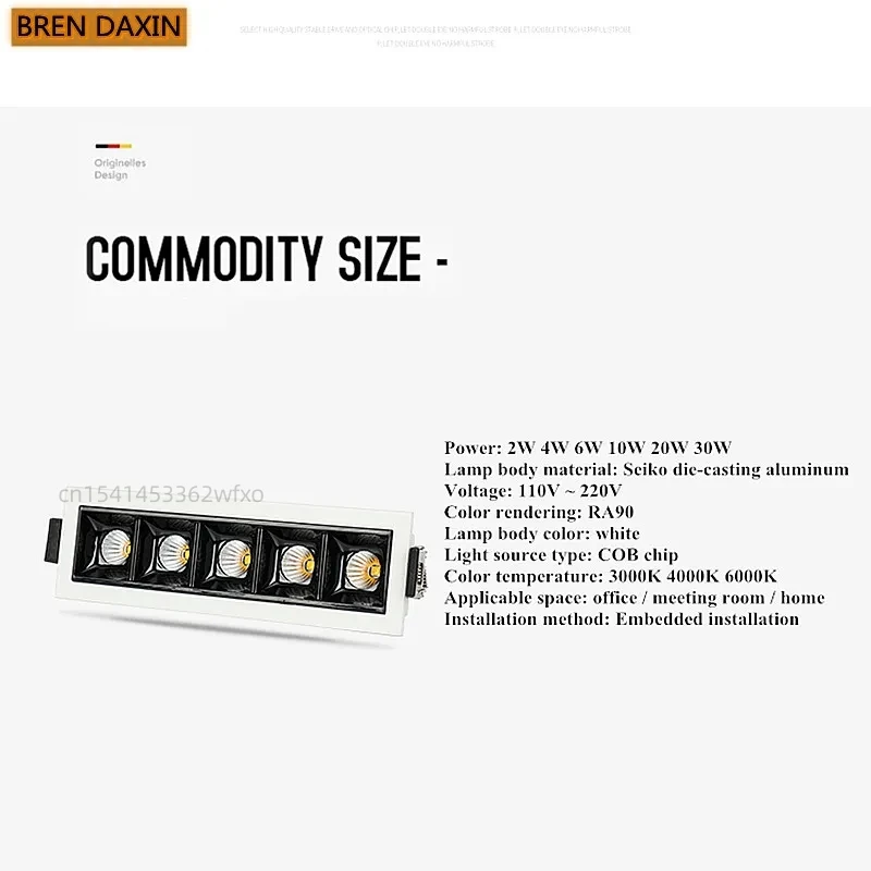 LED Downlight Dimmable LED Downlight Grille lamp Spot Light Indoor 2W/4W/6W/10W/20W/30W Recessed Strip bulb COB ceiling lamp Indoor Lighting