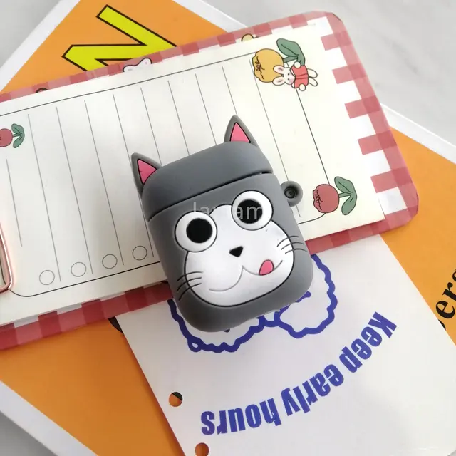 Cute Cartoon Silicone Cases For Airpods 1 2 Protective Wireless Earphone Charging Cover For Airpods case Greycat