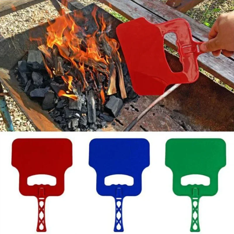 Plastic Heat Resistant Manual Barbecue Hand Fan Handheld Grill Fan Hand Crank Blower for Outdoor Camping BBQ Grill Tool